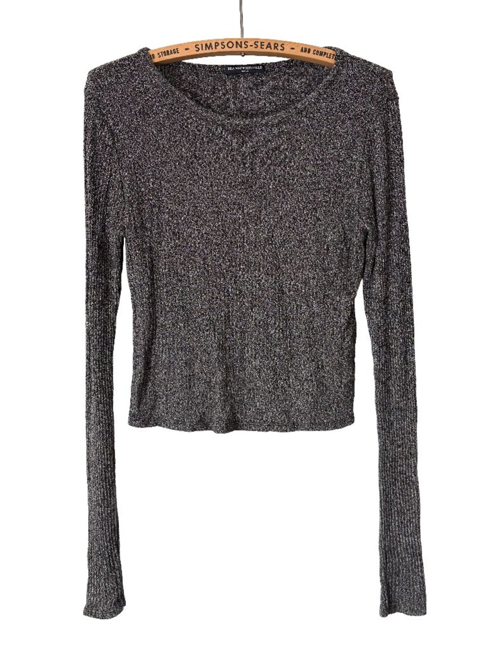 Brandy Melville Ribbed Heather Grey Long Sleeve Crop Top One Size